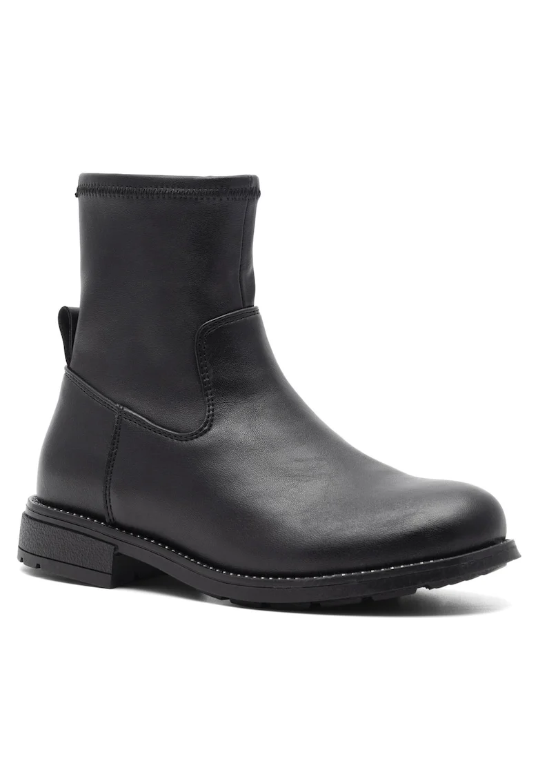 Botine fete,  plastic, negru,
