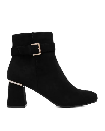 Botine dama,  HX19021-9, negru, sintetic