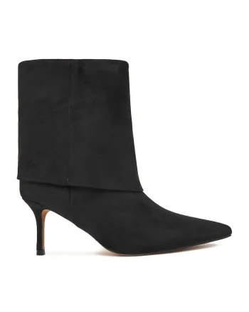 Cizme cu toc dama,  sintetic, negru,