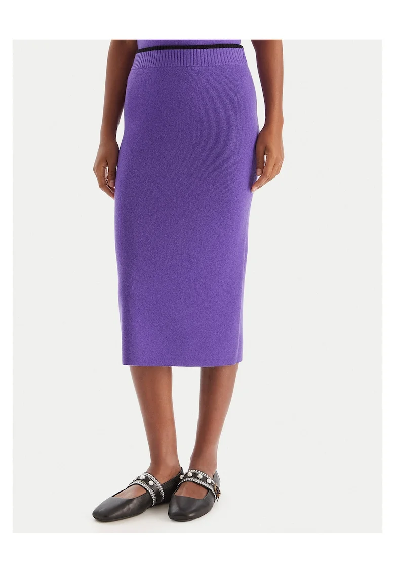 Fusta midi,  violet, material de calitate