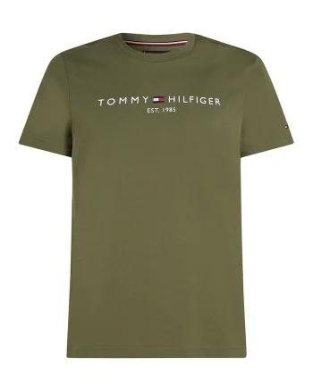 Tricou slim fit din bumbac cu broderie, Alb/Kaki