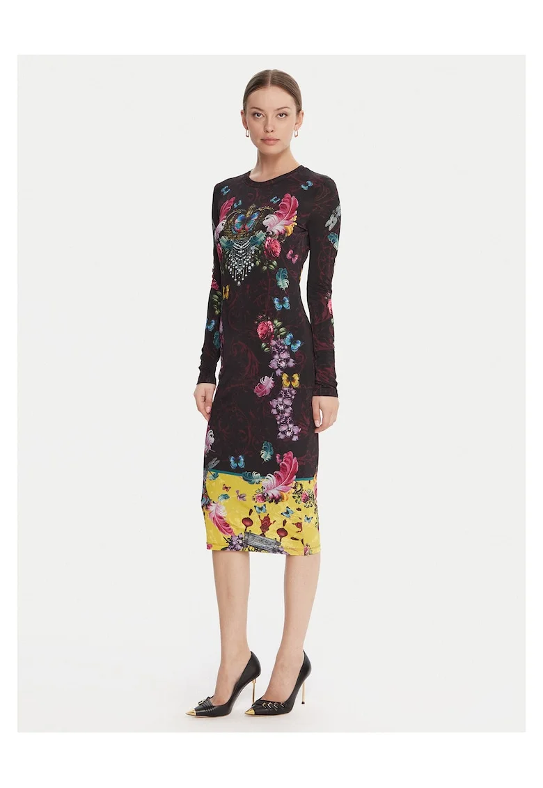 Rochie casual dama  neagra, multicolor