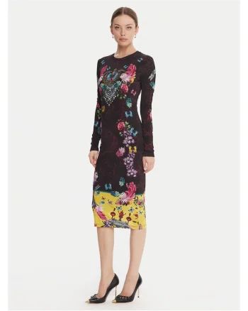 Rochie casual dama  neagra, multicolor