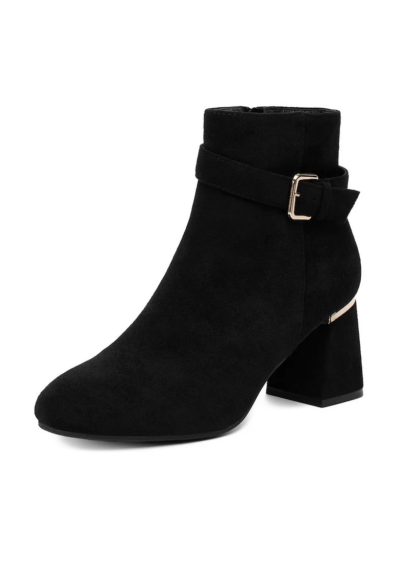 Botine dama HX19021-9,  Textil, Negru,