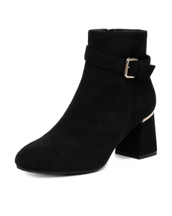 Botine dama HX19021-9,  Textil, Negru,