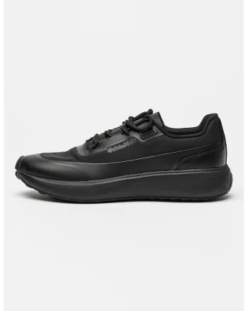 Pantofi sport din piele ecologica cu insertii din material textil, Negru