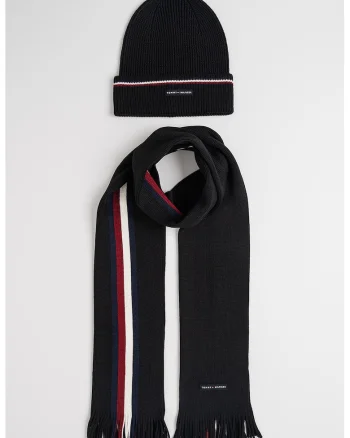 Set de caciula si fular din amestec de lana cu logo, Visiniu/Negru