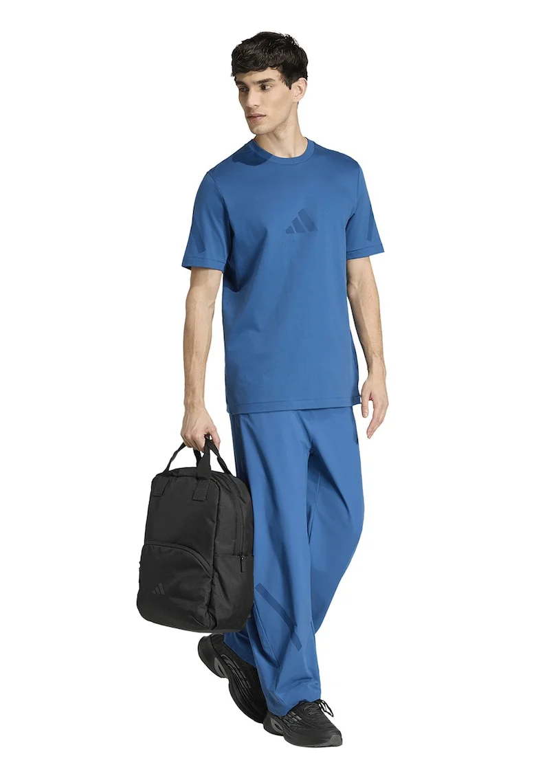 Tricou de bumbac cu model monograma Z.N.E, Albastru petrol