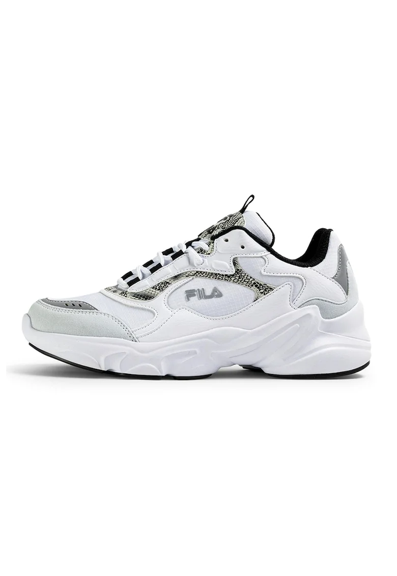 Pantofi sport din material textil cu garnituri din piele ecologica Collene A, Alb/Negru