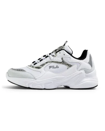 Pantofi sport din material textil cu garnituri din piele ecologica Collene A, Alb/Negru