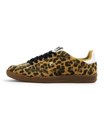 Pantofi sport din piele intoarsa cu animal print, Negru/Maro