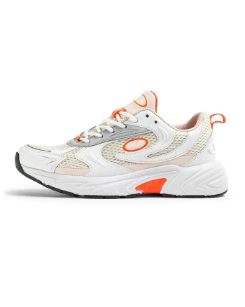 Pantofi sport demi-wedge din piele ecologica Kreatix, Alb/Portocaliu
