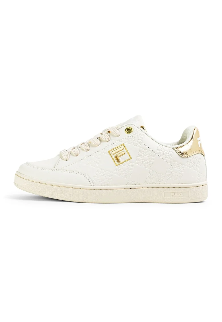 Pantofi sport din piele ecologica cu logo Courtbay, Auriu/Alb murdar