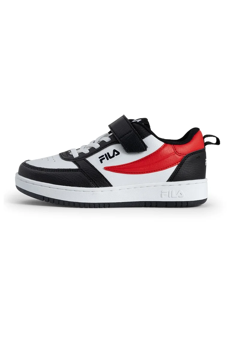 Pantofi sport din piele ecologica cu velcro Rega, Alb/Negru/Rosu vermillion