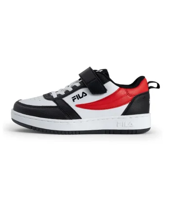 Pantofi sport din piele ecologica cu velcro Rega, Alb/Negru/Rosu vermillion