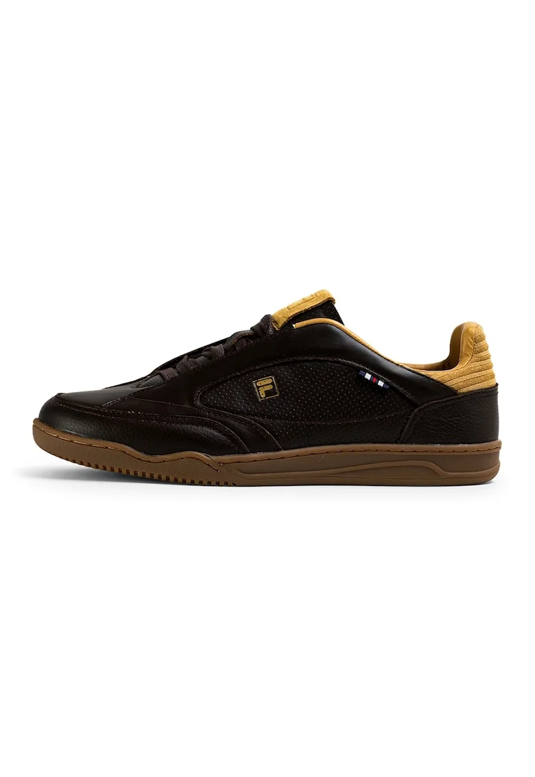 Pantofi sport low-cut de piele Slantshot, Maro inchis/Galben mustar