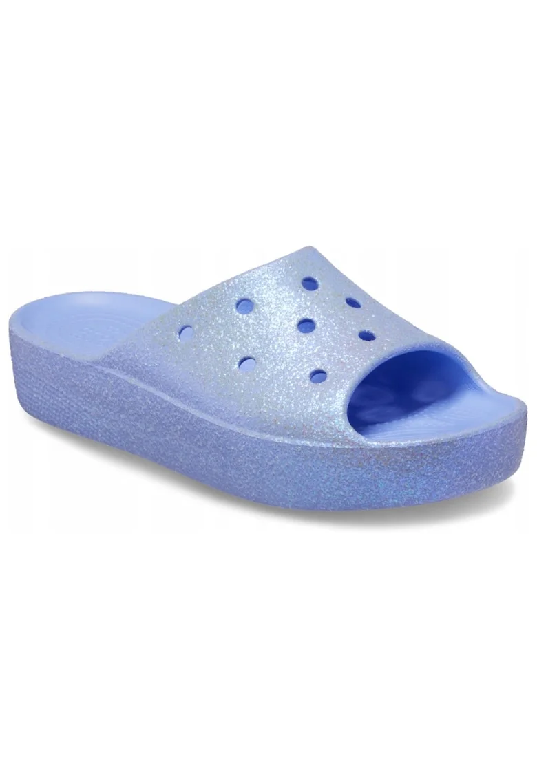 Saboti Femei,  Classic Platform Glitter Slide, Albastru, Negru