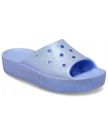 Saboti Femei,  Classic Platform Glitter Slide, Albastru, Negru
