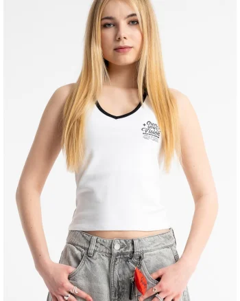 Top halter cu detalii unice, Alb