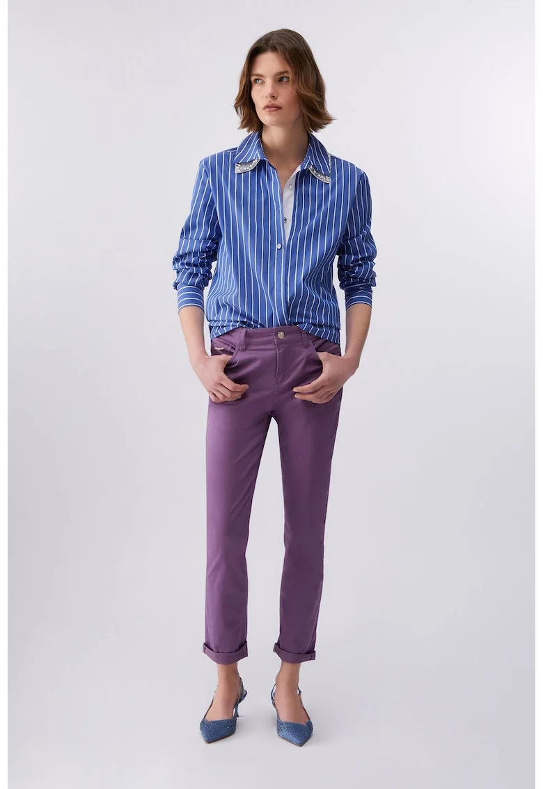 Pantaloni slim fit din amestec de modal, Violet