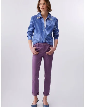 Pantaloni slim fit din amestec de modal, Violet