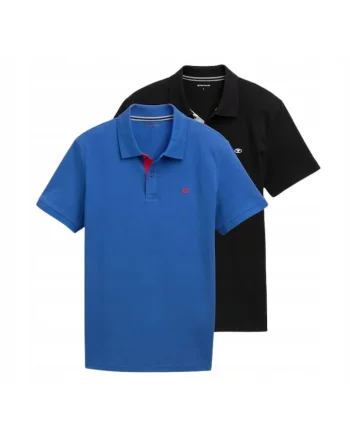 Set 2 Tricou Polo Barbati,  Albastru, Bumbac, Design Clasic Casual, Ideal Pentru Uz Zilnic, Material Premium Confortabil, Maneca Scurta, Inchidere Cu Nasturi
