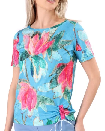 Bluza din jerse elastic cu snur in partea de jos TCC-6VC, Albastru,