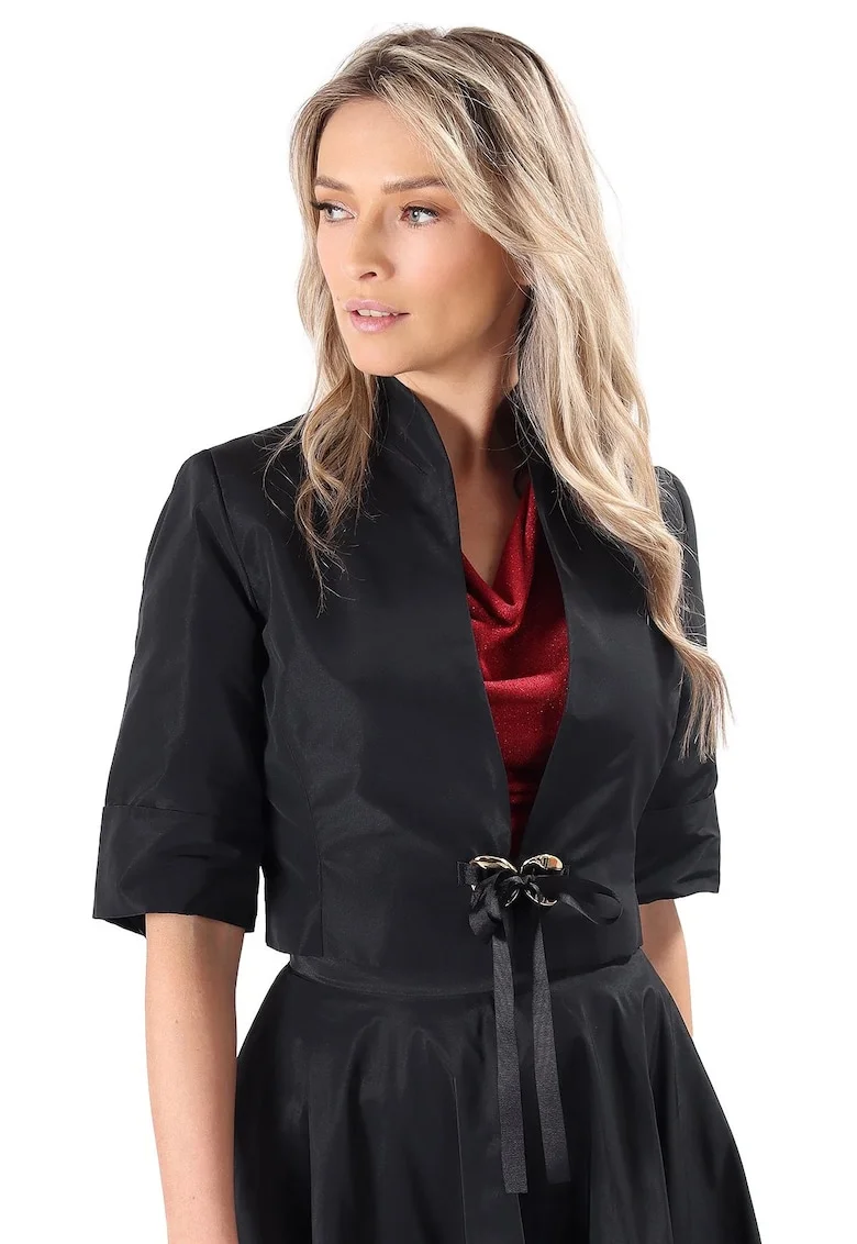 Bolero elegant din tafta SG4-T6N, Negru,