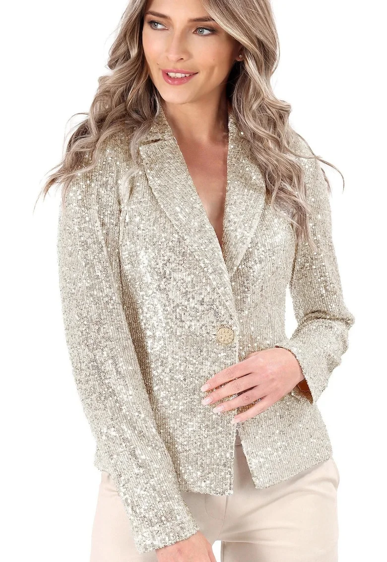 Sacou elegant din paiete S63-TQJ, Auriu,
