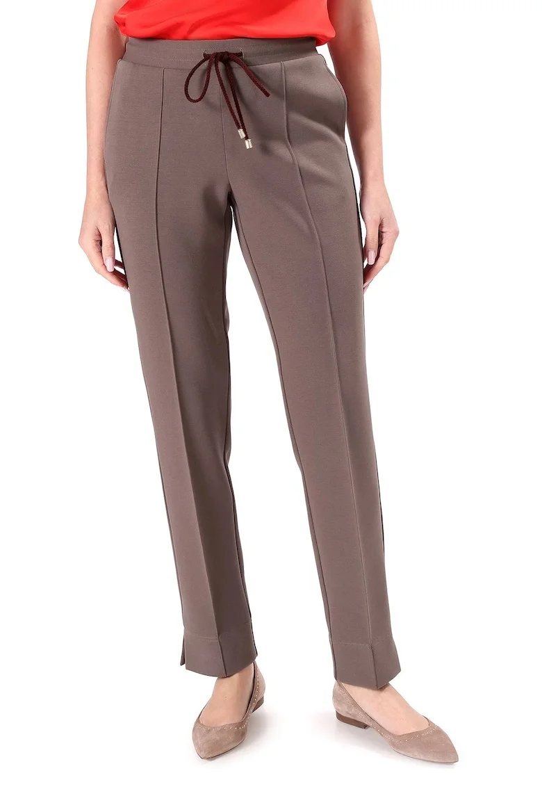 Pantaloni lejeri din stofa plina tip scuba cu bumbac PG9-SGD, Maro,