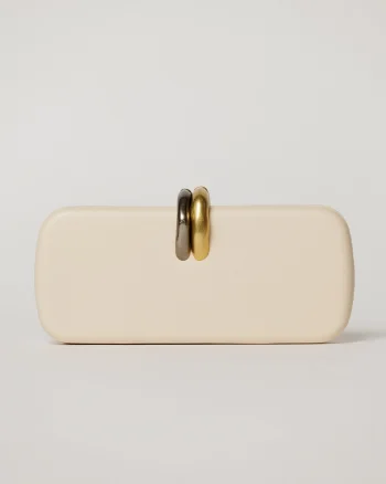 Clutch elegant ivoar cu inchidere metalica dubla