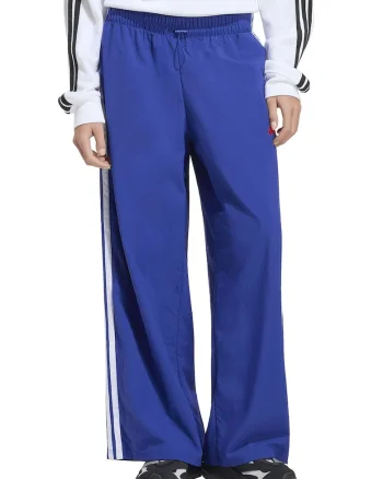 Pantaloni ampli cu talie ajustabila, Alb/Albastru royal