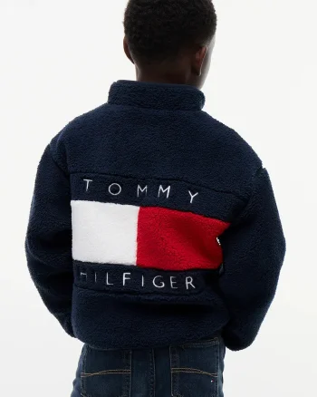 Tommy Hilfiger hanorac cu fermoar pentru copii din polar