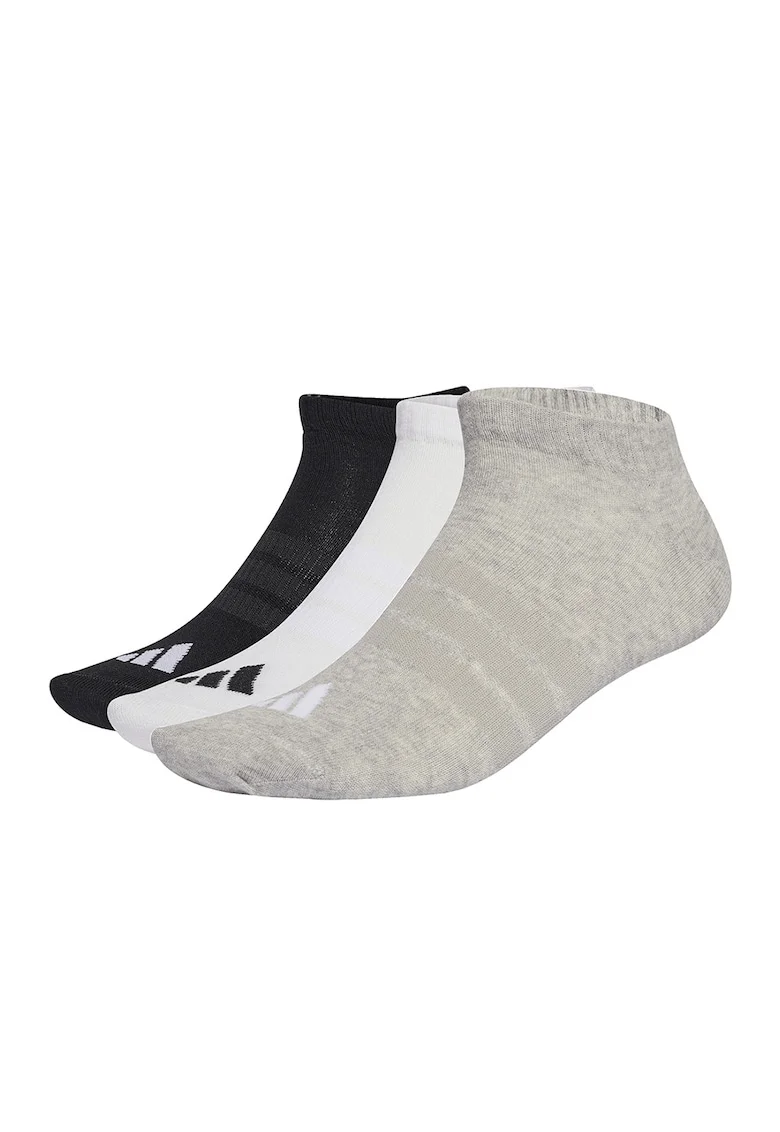 Set de sosete unisex pana la glezna Essentials - 3 perechi, Negru/Gri deschis melange