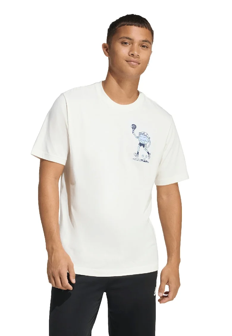Tricou din bumbac cu detaliu cu imprimeu grafic pe piept, Alb murdar