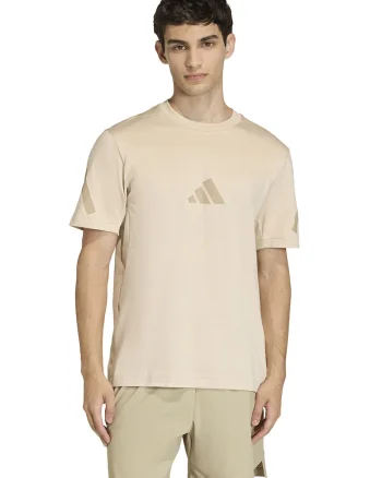 Tricou de bumbac cu model monograma Z.N.E, Maro camel/Bej deschis