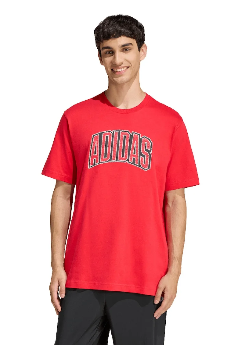 Tricou lejer cu imprimeu logo, Rosu/Negru