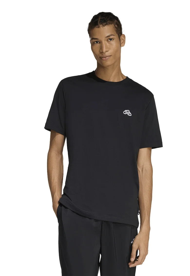 Tricou de bumbac cu detaliu grafic, Negru