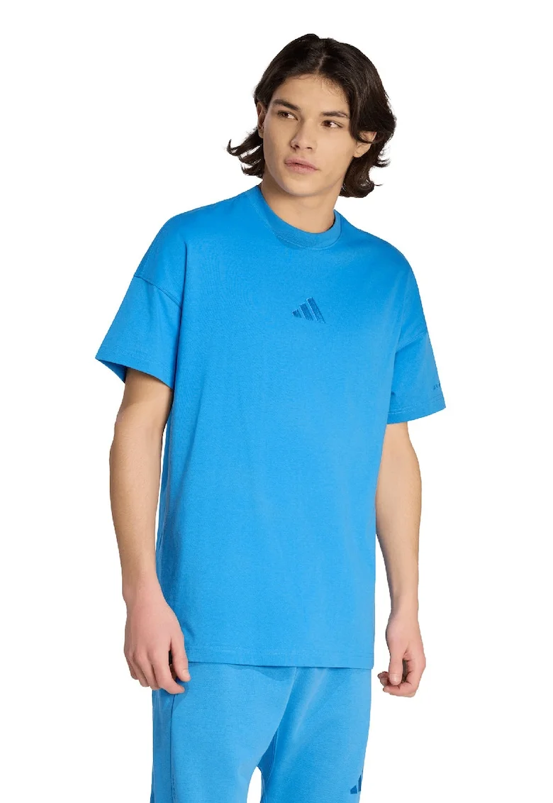 Tricou lejer cu decolteu la baza gatului All Szn, Albastru pastel/Albastru prafuit