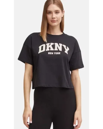 Tricou scurt cu logo si maneci cazute