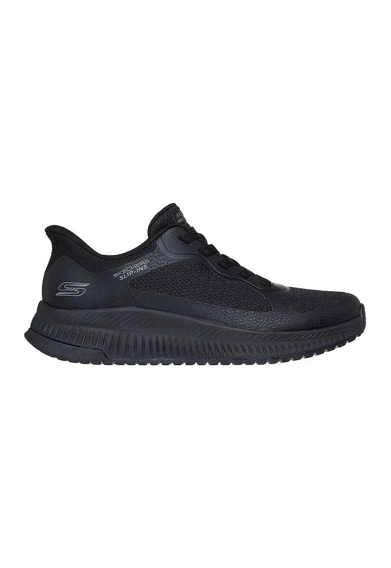 Pantofi sport Slip-Ins cu segmente de plasa si sintetice, Negru stins