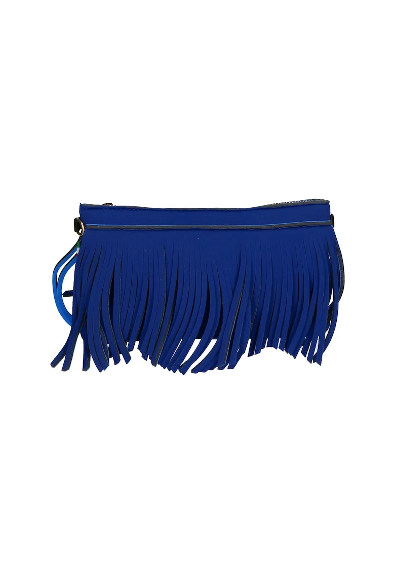 Geanta crossbody cu franjuri, Albastru