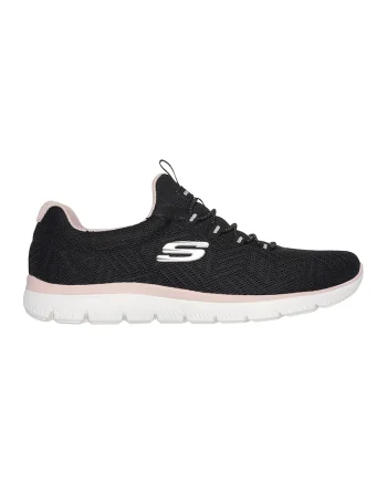 Pantofi sport slip-on de plasa Summits-Artistry, Negru/Roz pal