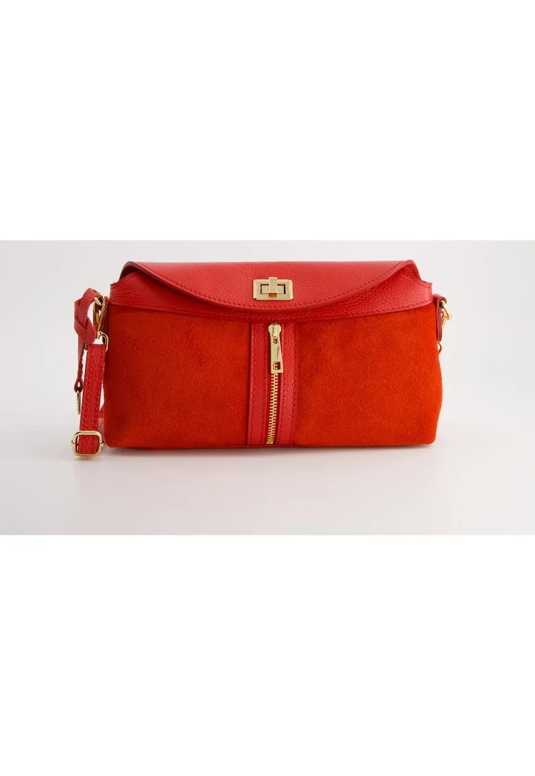 Geanta crossbody din piele intoarsa si ecologica