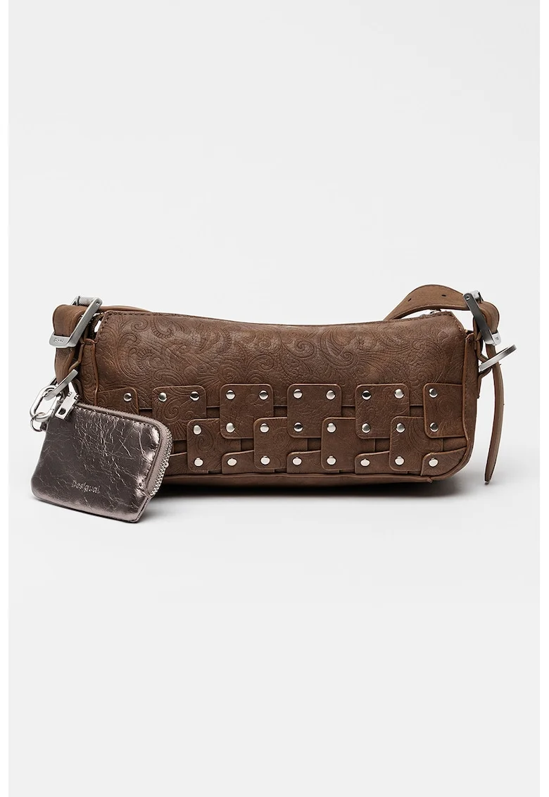 Geanta crossbody din piele ecologica cu etui detasabil, Maro