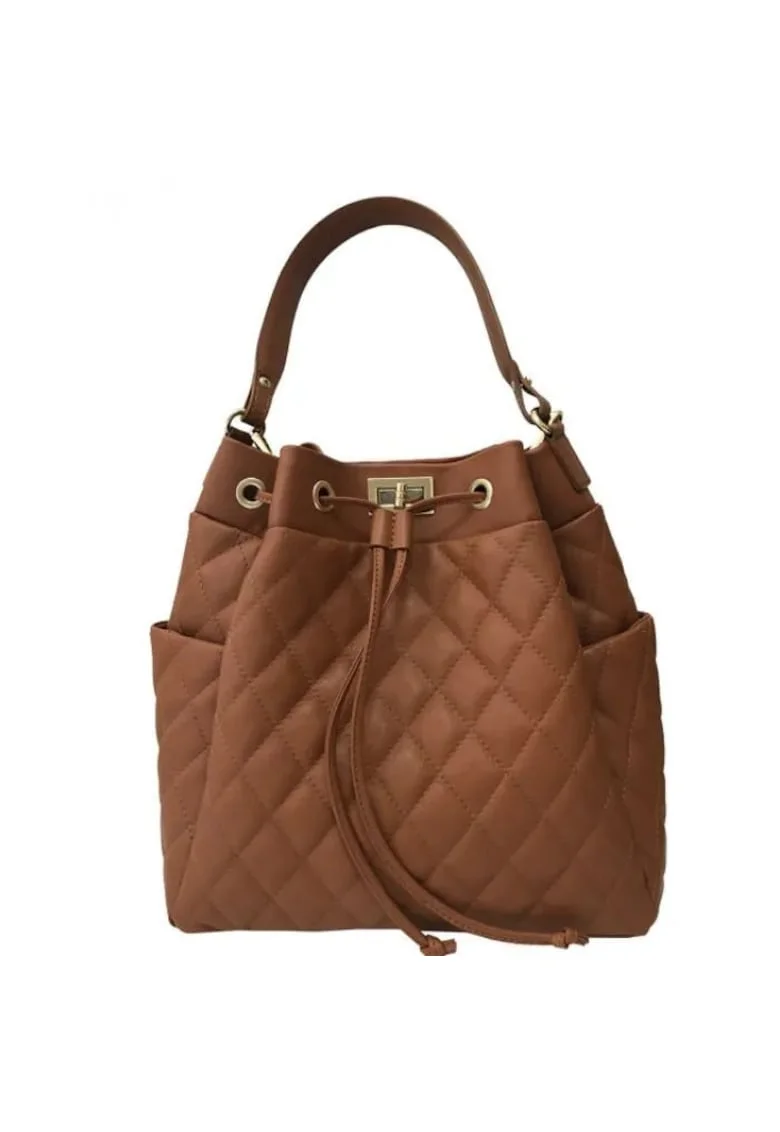 Geanta dama din piele naturala  Mia, Coniac, 36x27x16 cm