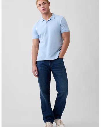 Tricou polo cu logo discret, Albastru pastel