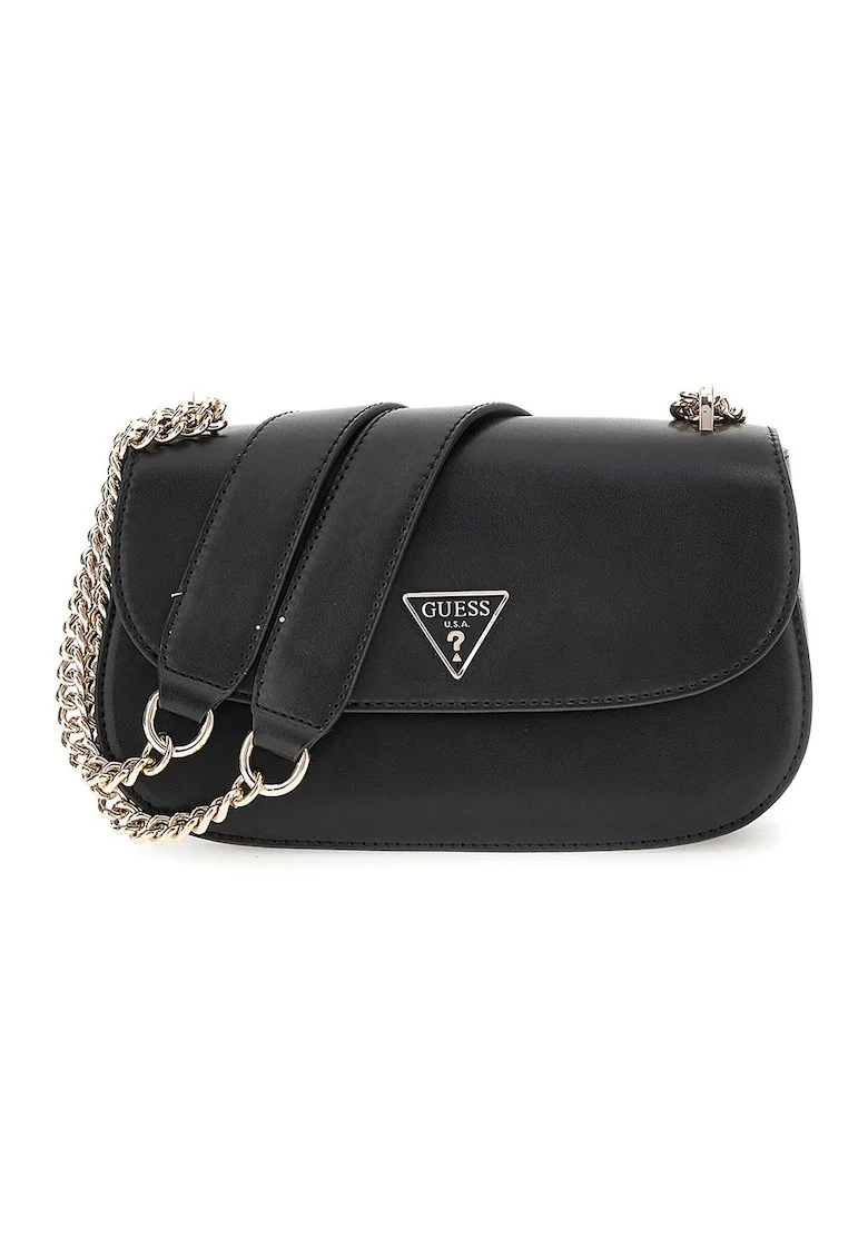Geanta crossbody de piele ecologica cu bareta de lant Daryna, Negru