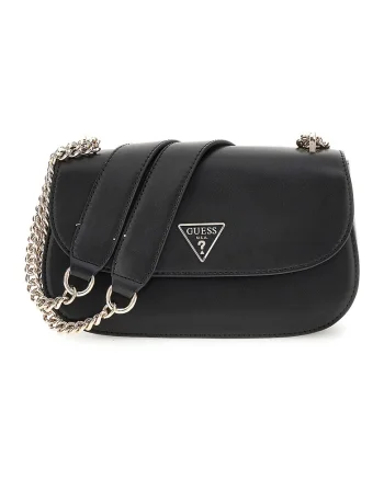 Geanta crossbody de piele ecologica cu bareta de lant Daryna, Negru