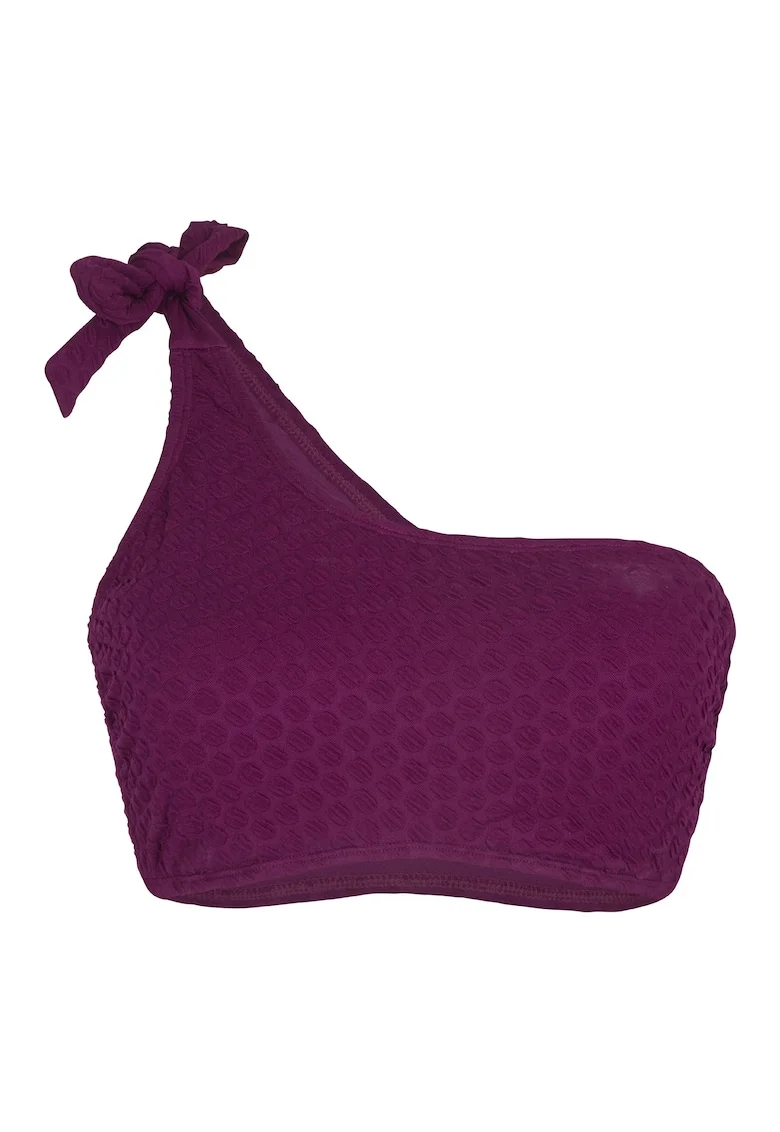 Bustiera de baie cu decolteu pe un umar, Violet